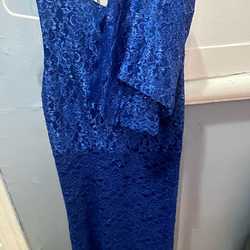 Chic Royal Blue Lace Long Sleeve Dress